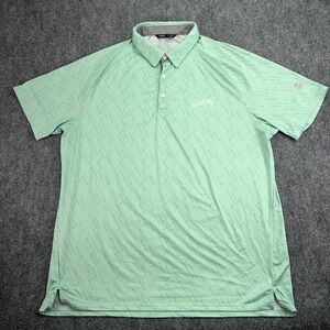 UNRL Polo Shirt Men Extra Large Green Golf Fore Play All Over Print Athletic Fit